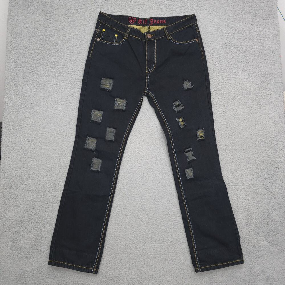 JR ALF Jeans Pants Mens Size 36X31 Western Wear Blue Distressed Rope Stitch
